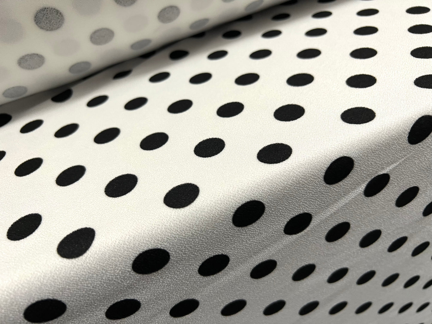 Valentino crepe stretch spandex jersey fabric, per metre - polka dot print - black & white