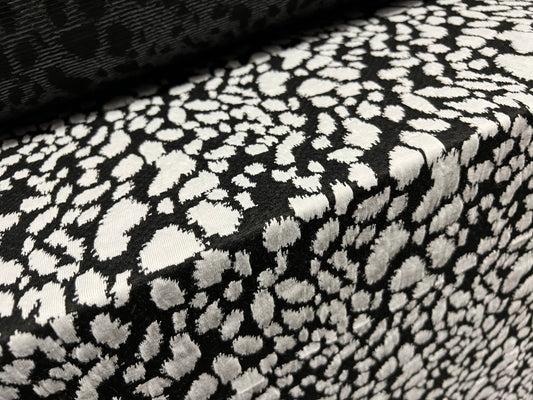 Double jersey knitwear dress fabric, per metre - animal jacquard - black & white