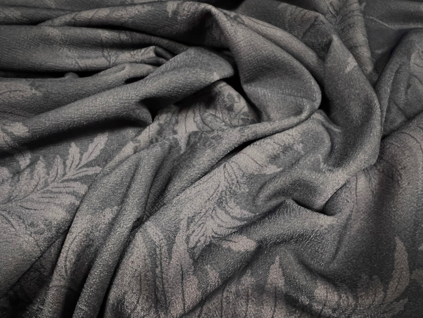 Valentino spandex stretch crepe jersey fabric - similar to scuba - per metre - leaf print - grey