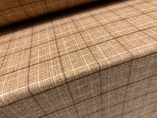 Wool blend suiting jacket fabric, per metre - check - honey & cream