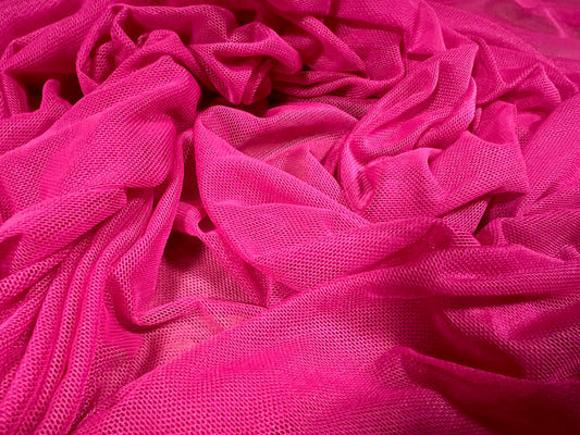 Power mesh net stretch spandex fabric, per metre - Plain - hot pink