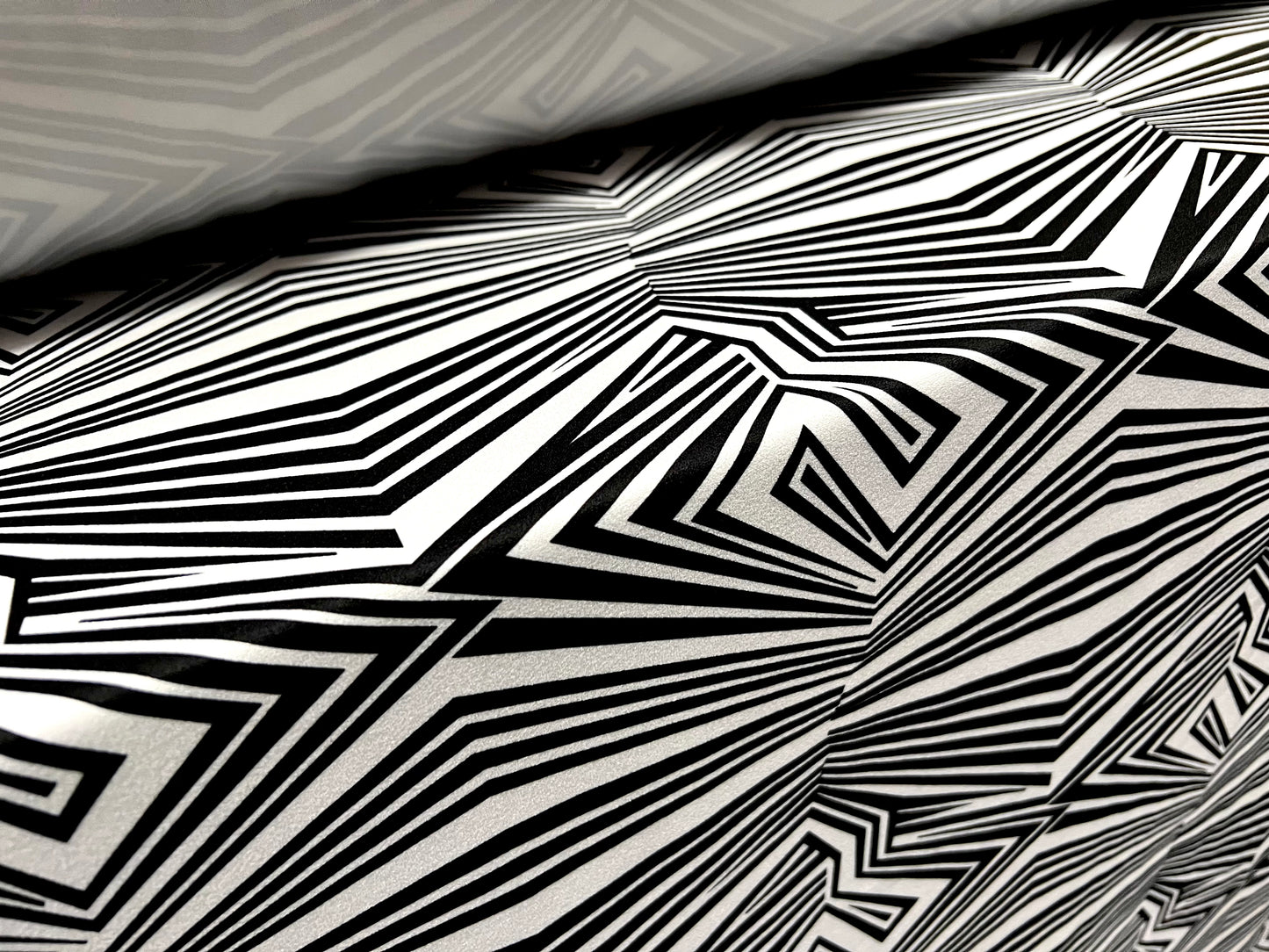 Scuba crepe stretch spandex jersey dress fabric, per metre - psychedelic print - black & white