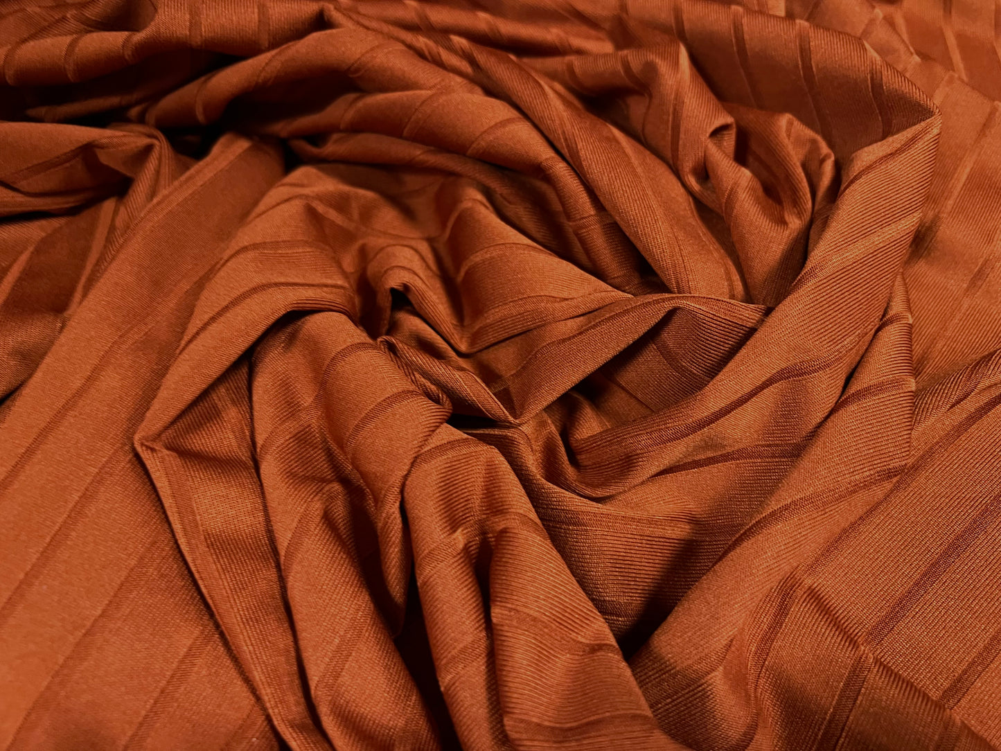 Soft Spandex stretch rib jersey fabric, per metre - plain - terracotta