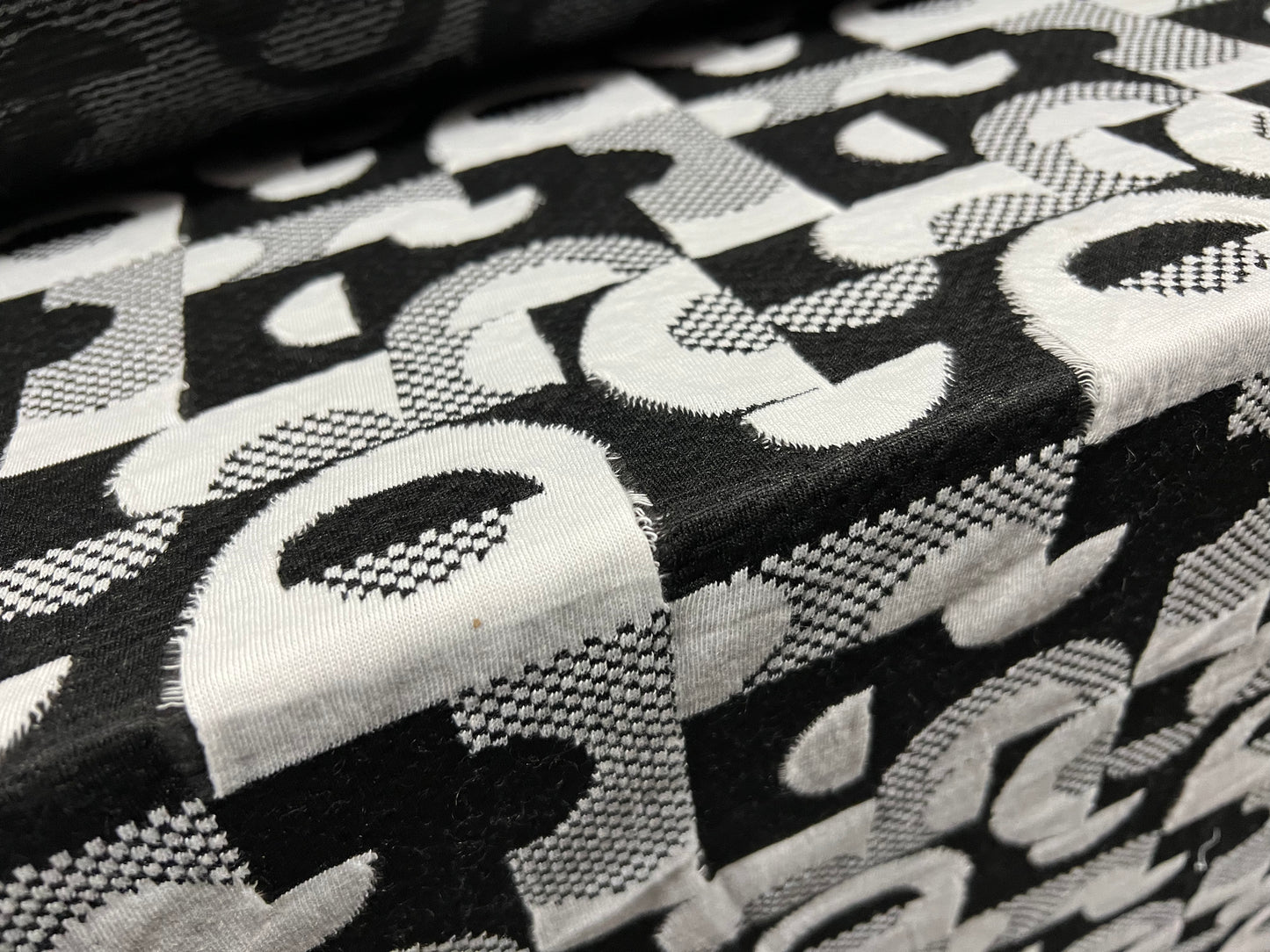 Double jersey knitwear dress fabric, per metre - Carnaby Street retro jacquard - black & white