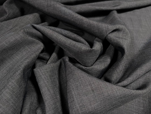 Linen look cationic woven dress trouser skirt fabric, per metre - plain - steel grey