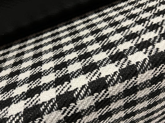 Heavyweight wool bouclé fabric with p.u. Waterproof backing, per metre - houndstooth - black & white