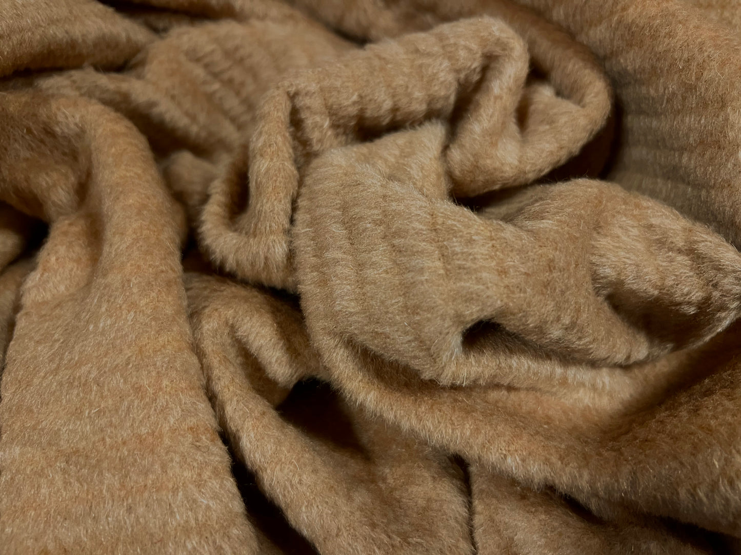 Heavyweight wool jumbo cord mouflon fabric, per metre - plain - camel