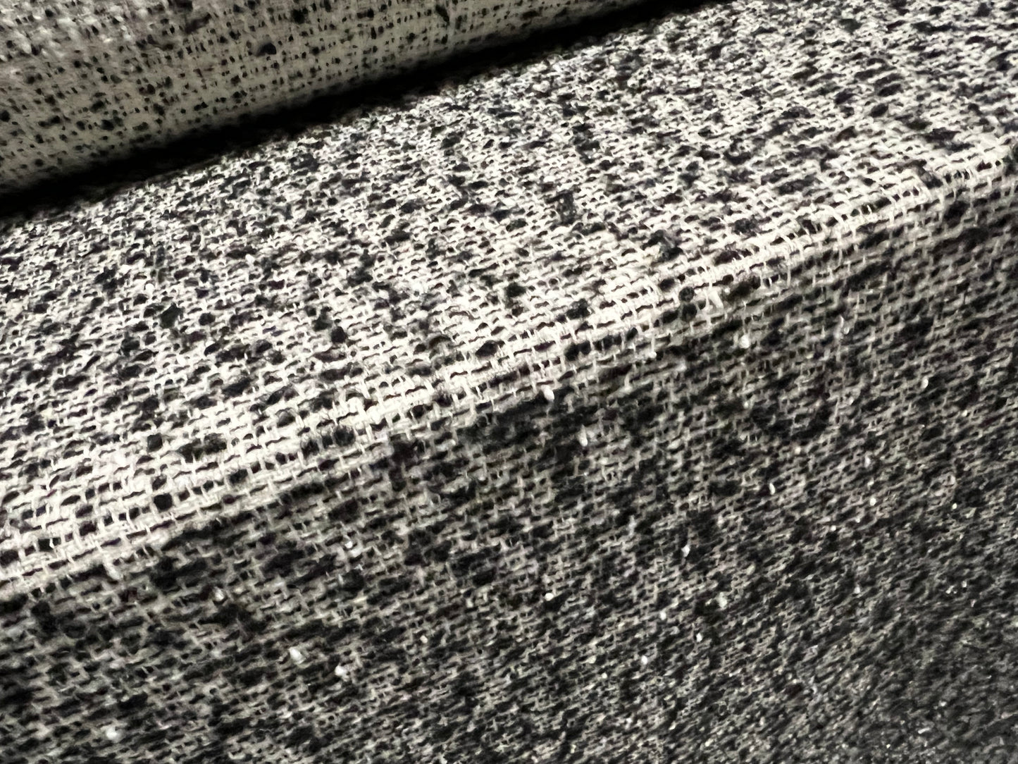 Wool blend bouclé heavyweight fabric, per metre - salt & pepper design - black & white