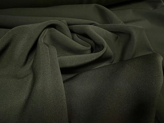 Pablo stretch suiting trouser skirt fabric, per metre - plain - dark olive green