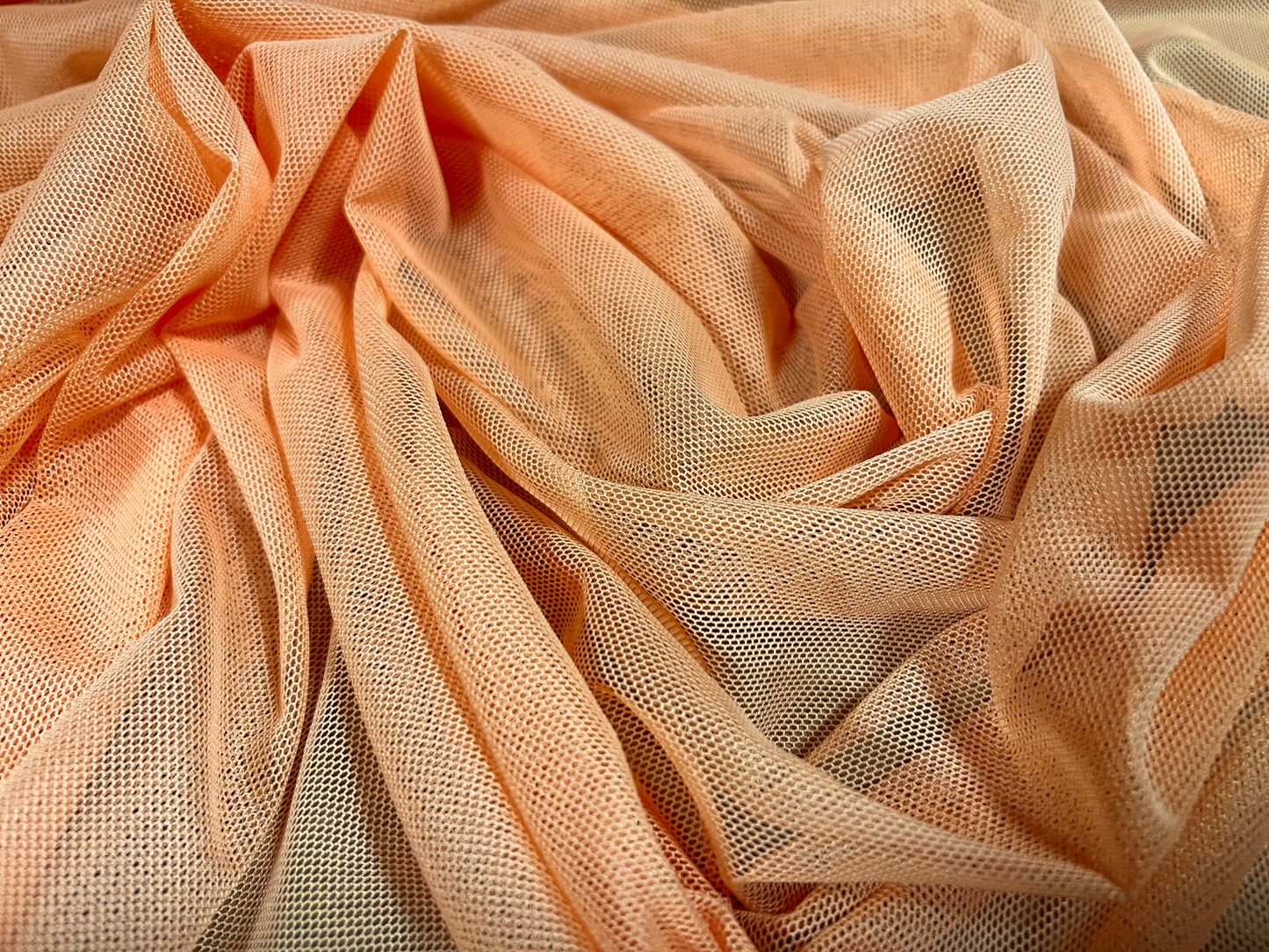 Power mesh net stretch spandex fabric, per metre - plain - peach