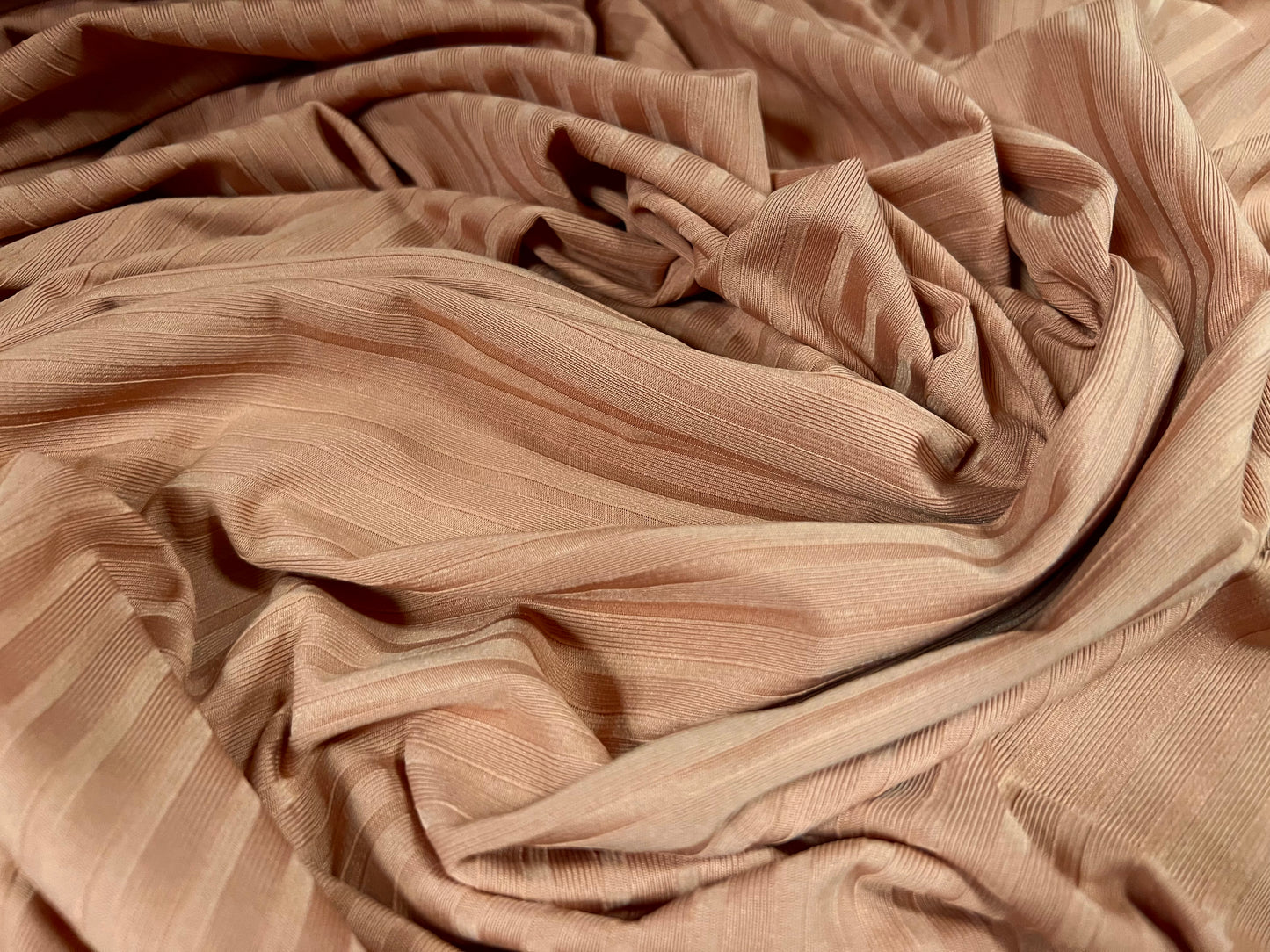 Stretch spandex rib jersey knit fabric, per metre - plain - light terracotta