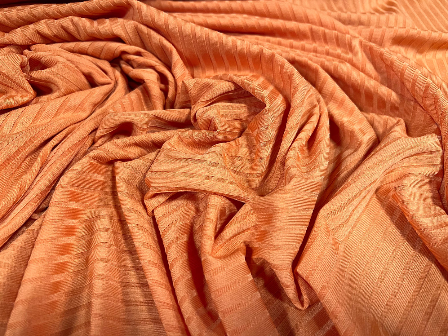 Stretch spandex rib jersey knit fabric, per metre - plain - orange