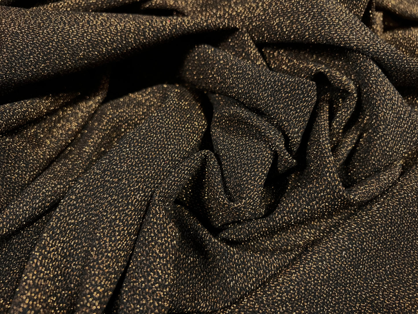 Metallic stretch spandex single jersey fabric, per metre - lurex sparkle - bronze & gold