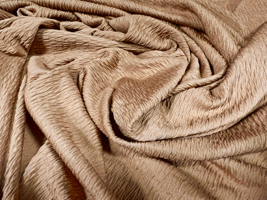 Sheared bodycon stretch spandex jersey fabric, per metre - plain - light brown