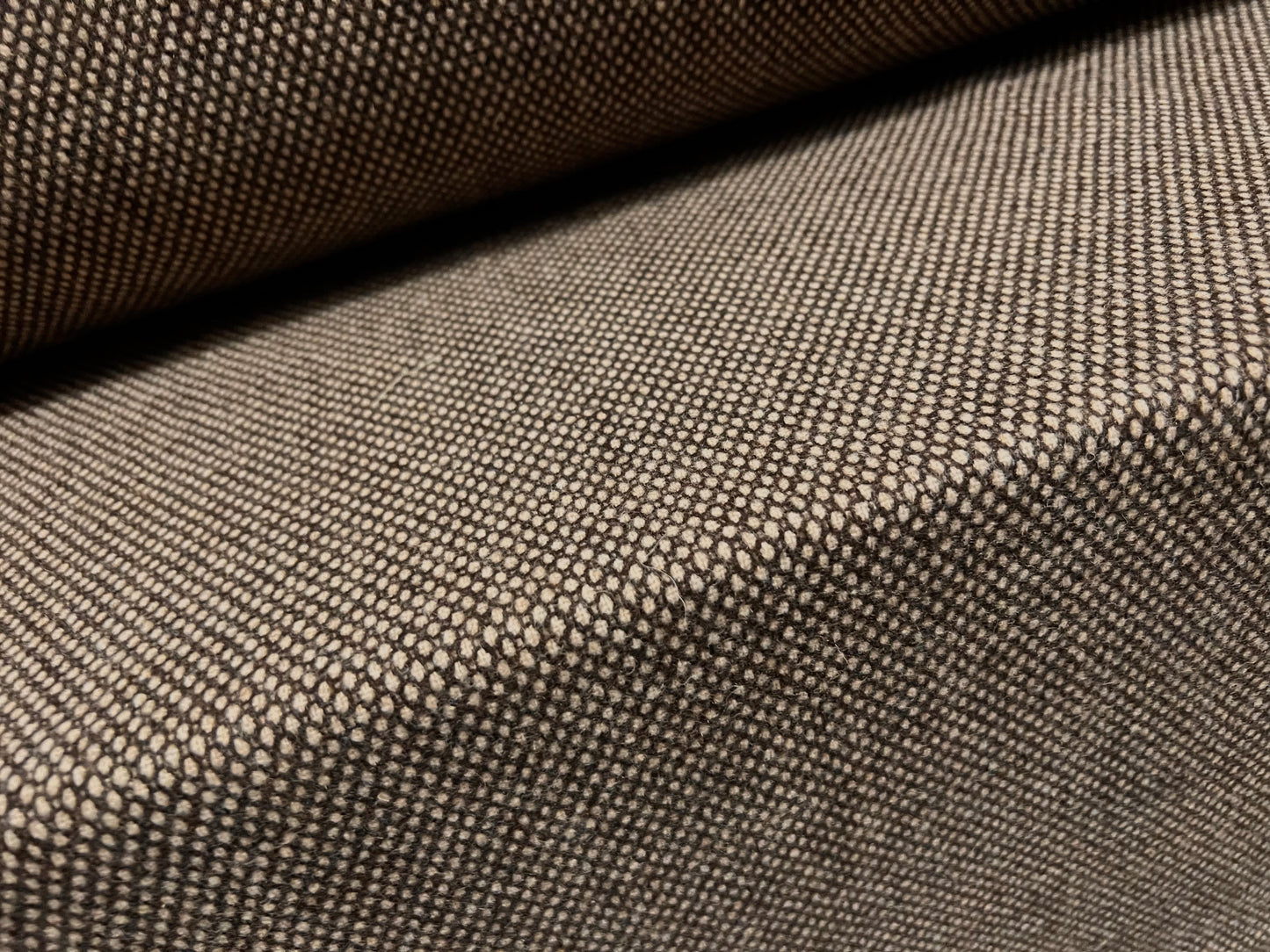 Wool tweed woven fabric, per metre - textured - brown