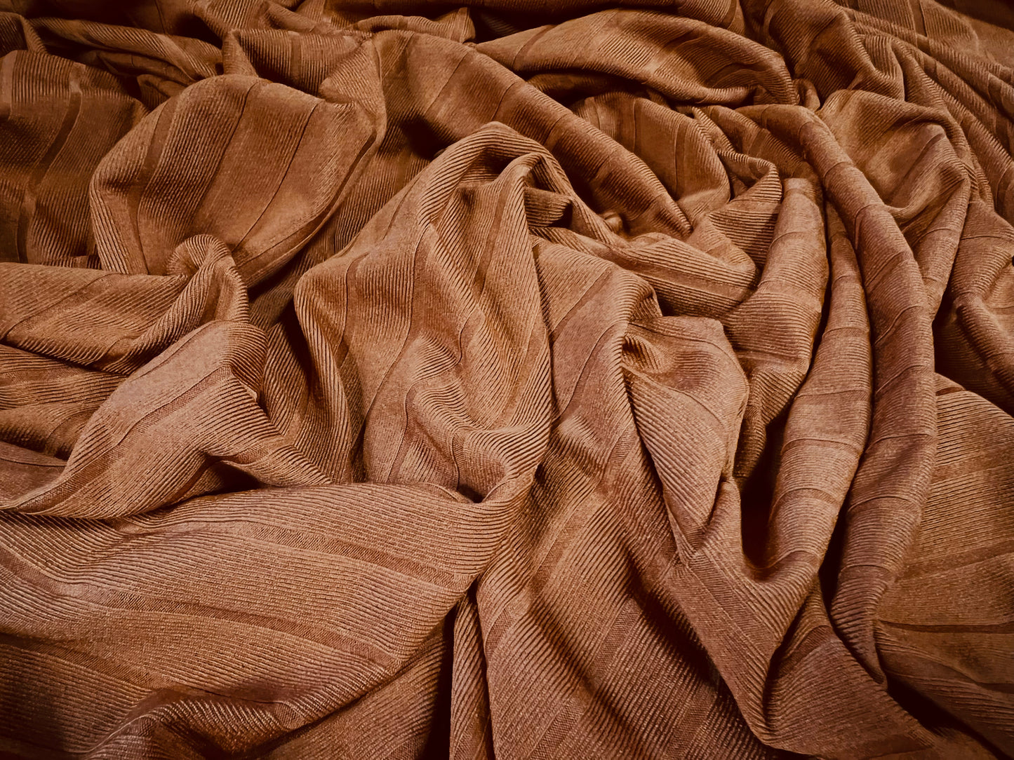 Soft Spandex stretch rib jersey fabric, per metre - plain - cinnamon brown