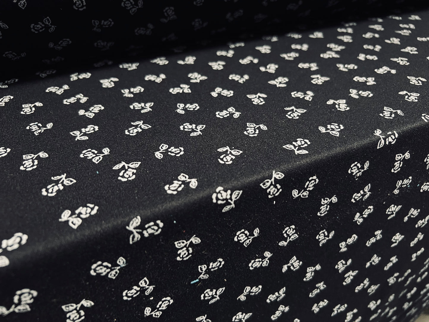 Single jersey fashion fabric, per metre - ditsy floral print - black & white