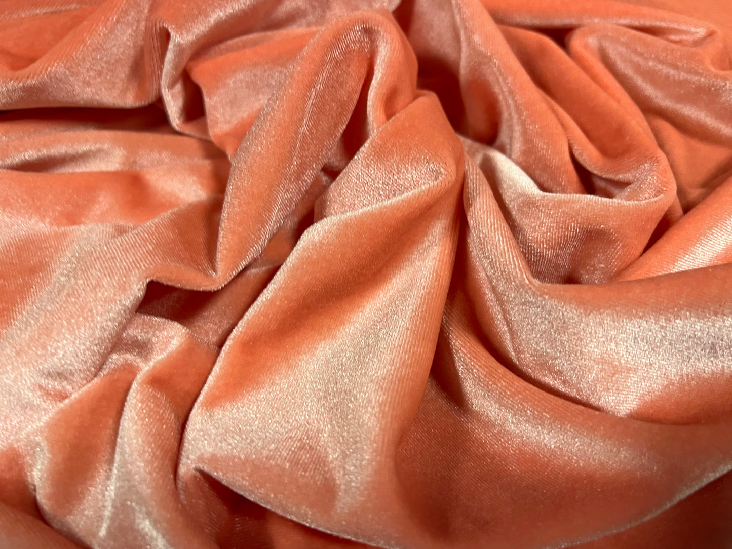 Spandex velvet stretch dress fabric, per metre - plain - peach pink