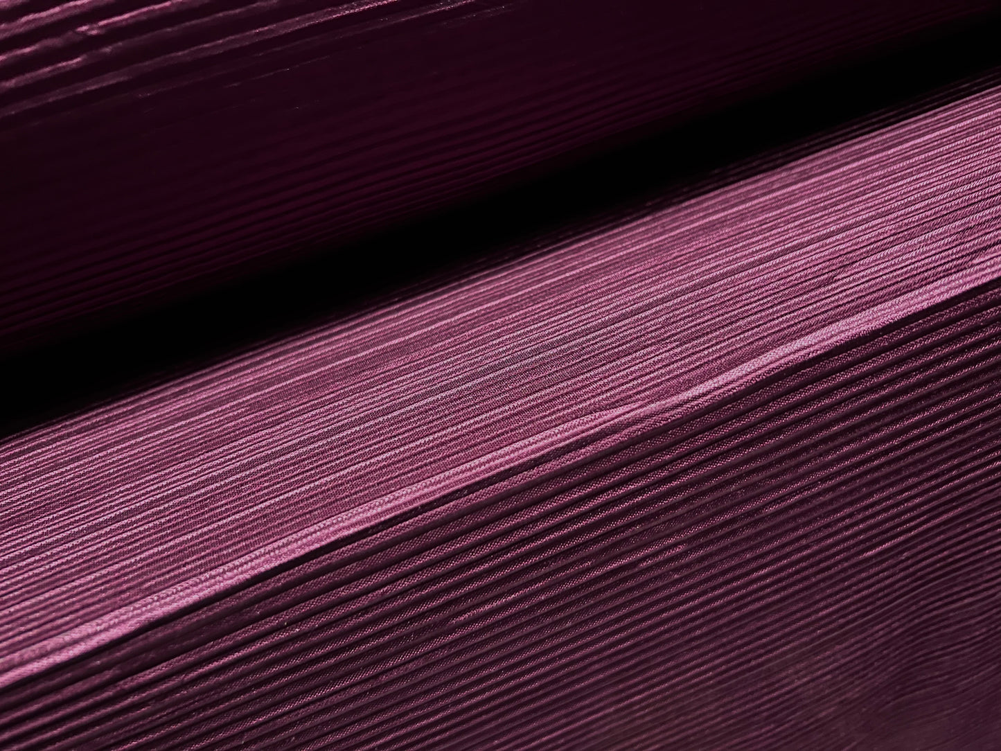 Fine Plissé pleated satin dress fabric, per metre - plain - damson