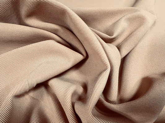 Ottoman fine rib stretch spandex jersey fabric, per metre - plain - nude