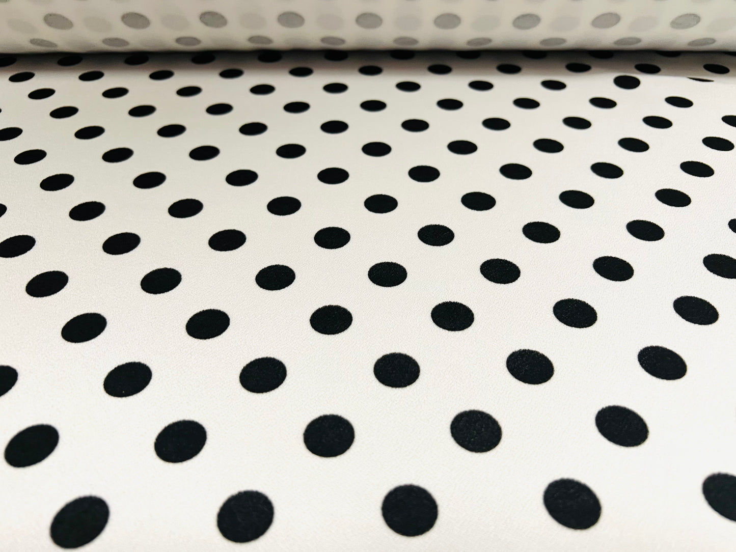 Valentino crepe stretch spandex jersey fabric, per metre - polka dot print - black & white