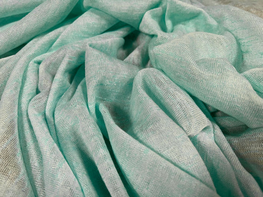 Thick & thin stretch spandex single jersey fashion fabric, per metre - plain - turquoise