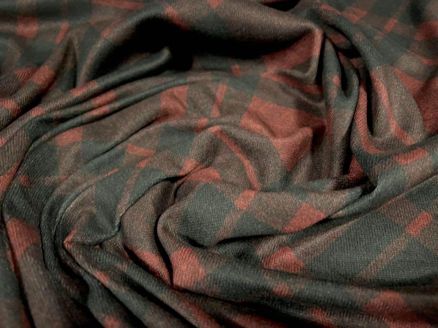 Super soft knitwear jersey fabric, per metre - Argyle check print - black & berry