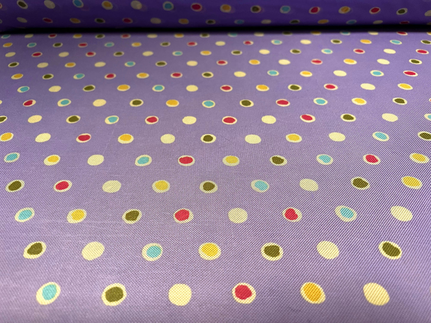 Power mesh net stretch spandex fabric, per metre - spots print - lavender