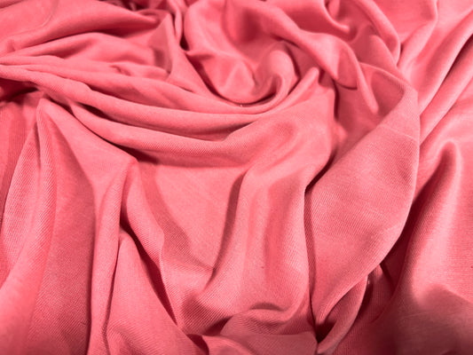 Powder touch single jersey dress fabric with comfort stretch, per metre - plain - coral