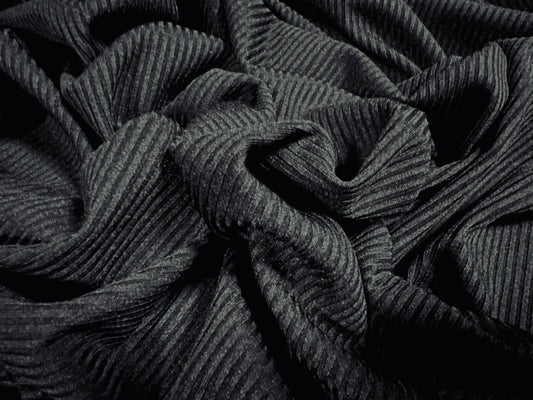 Stretch Spandex 3x2 rib jersey fabric, per metre - plain - black