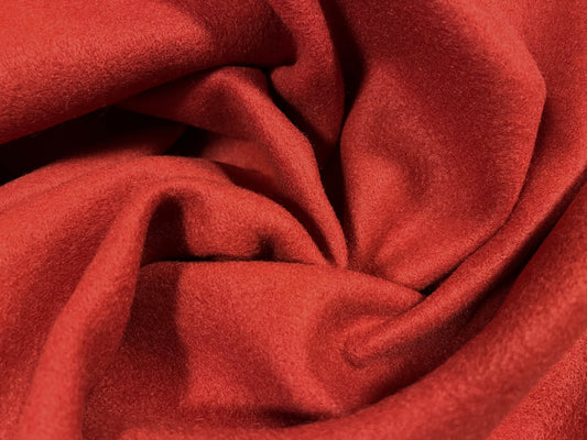 Vegan wool heavyweight flannel fabric, per metre - plain - red