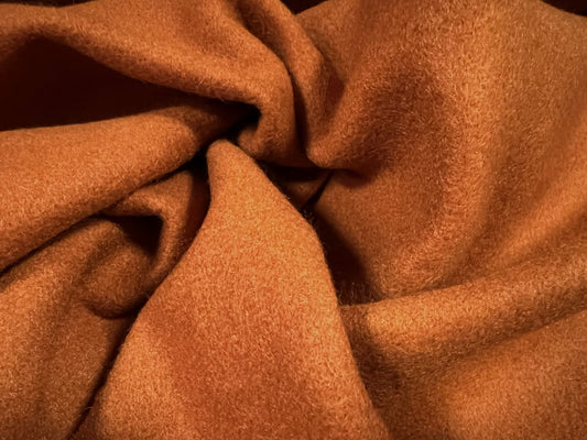 Vegan wool heavyweight flannel fabric, per metre - plain - terracotta