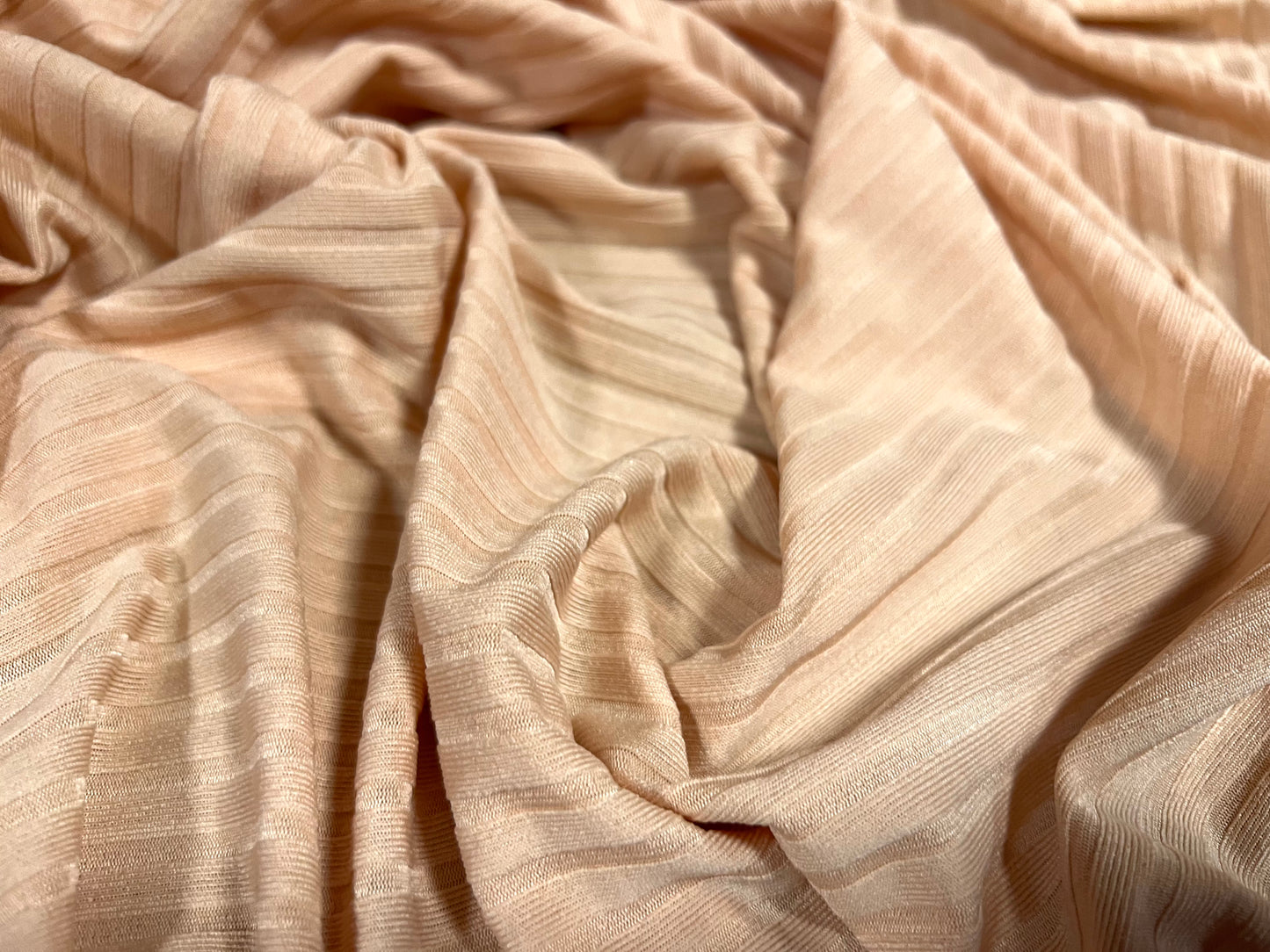 Stretch spandex rib jersey knit fabric, per metre - plain - nude