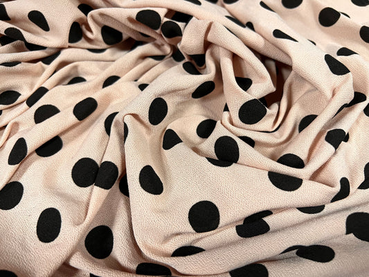 Stretch Spandex crepe single jersey fabric - polka dot print - nude