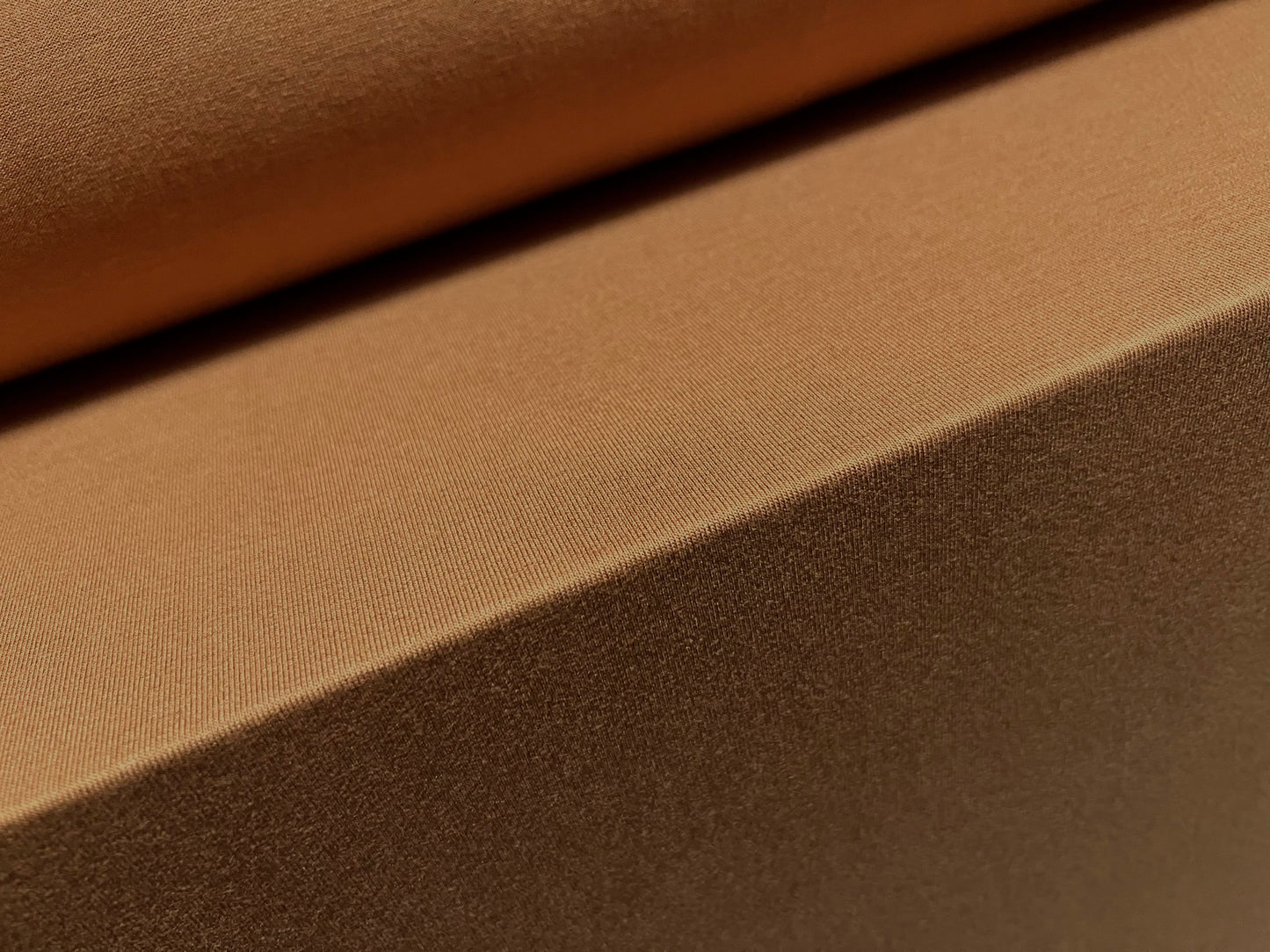 Viscose spandex stretch single jersey fabric, per metre - plain dye - ochre brown