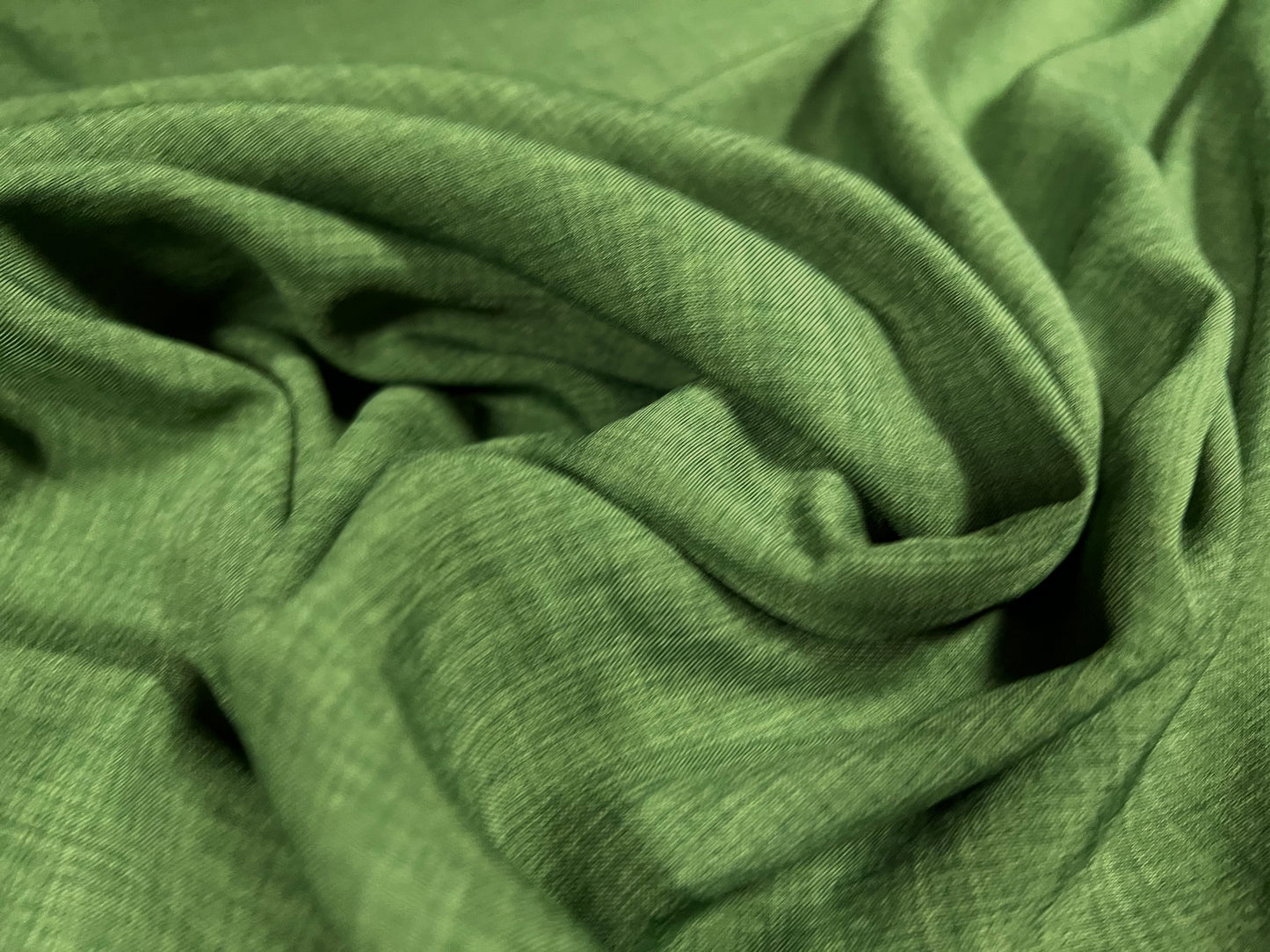 Linen look cationic woven dress trouser skirt fabric, per metre - plain - green