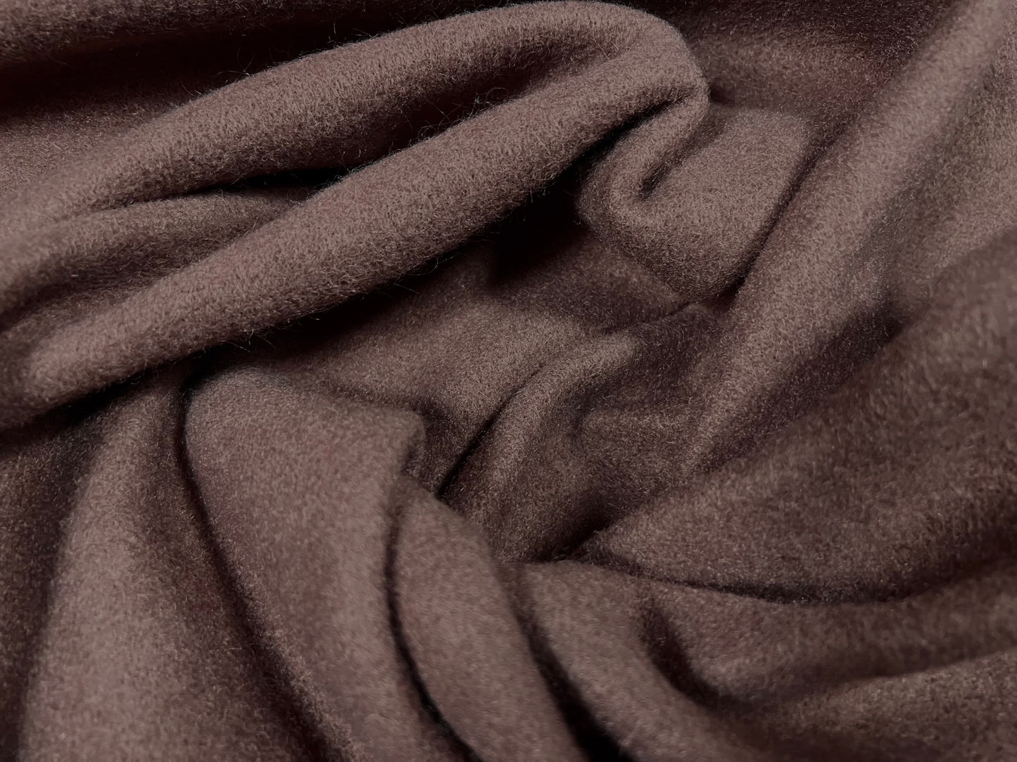 Vegan wool heavyweight flannel fabric, per metre - plain - mauve brown