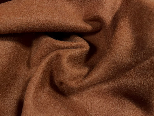 Vegan wool heavyweight flannel fabric, per metre - plain - chestnut brown