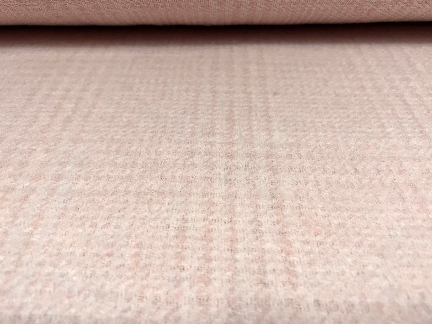 Wool mouflon flannel fabric, per metre - check design - pink