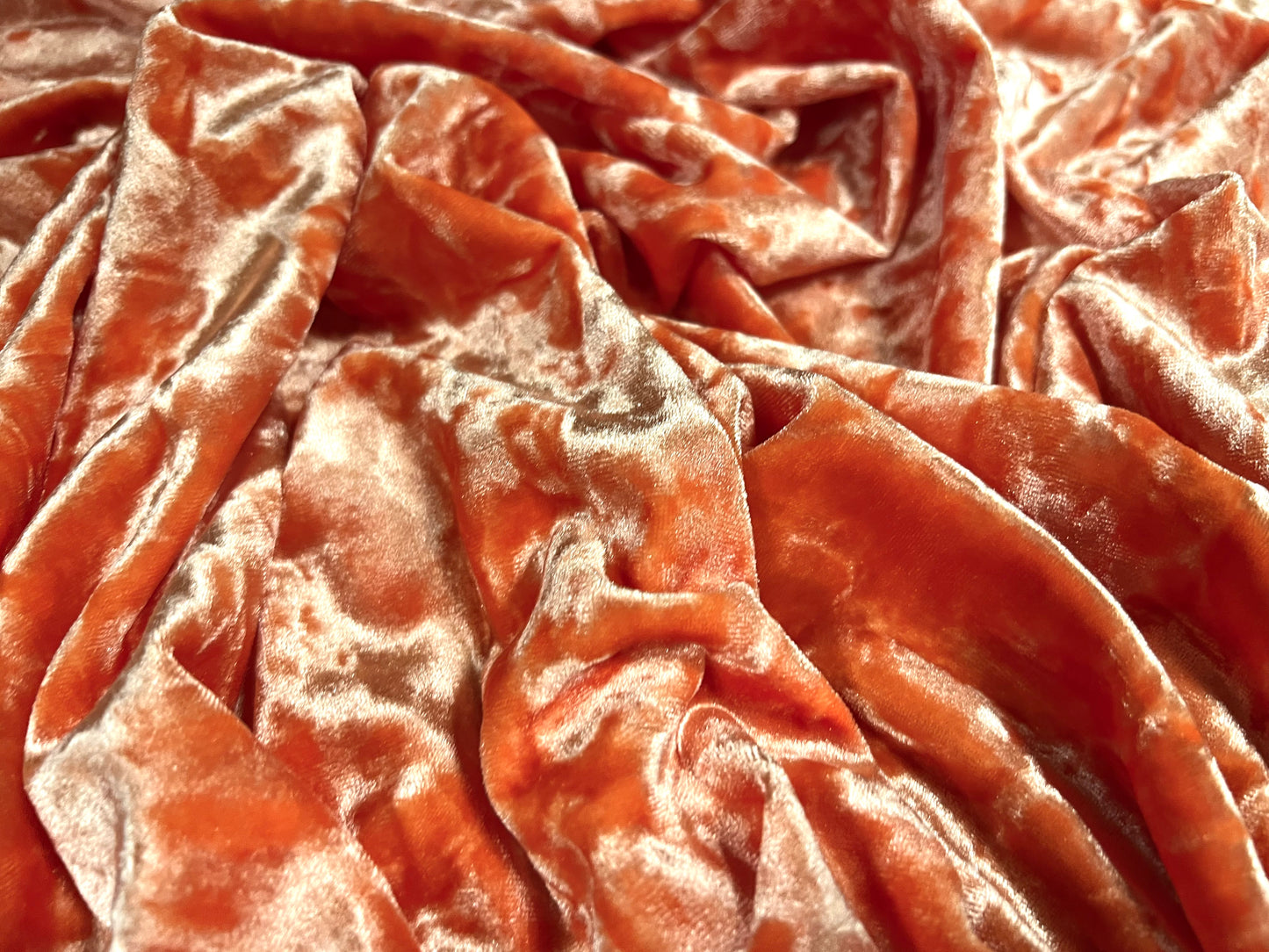 Spandex velvet stretch dress fabric, per metre - marbled - strong peach