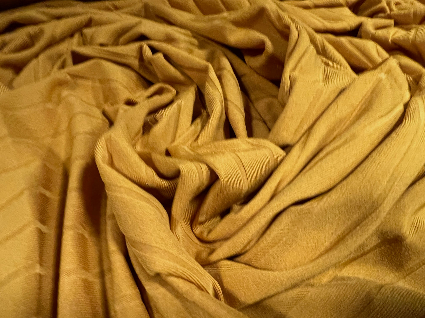 Soft Spandex stretch rib jersey fabric, per metre - plain - mustard