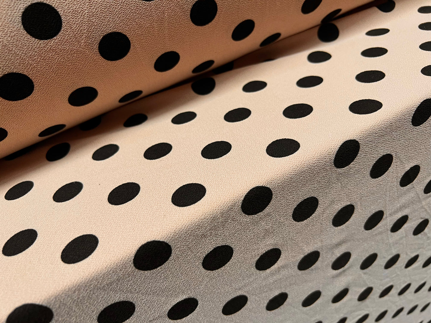 Stretch Spandex crepe single jersey fabric - polka dot print - nude