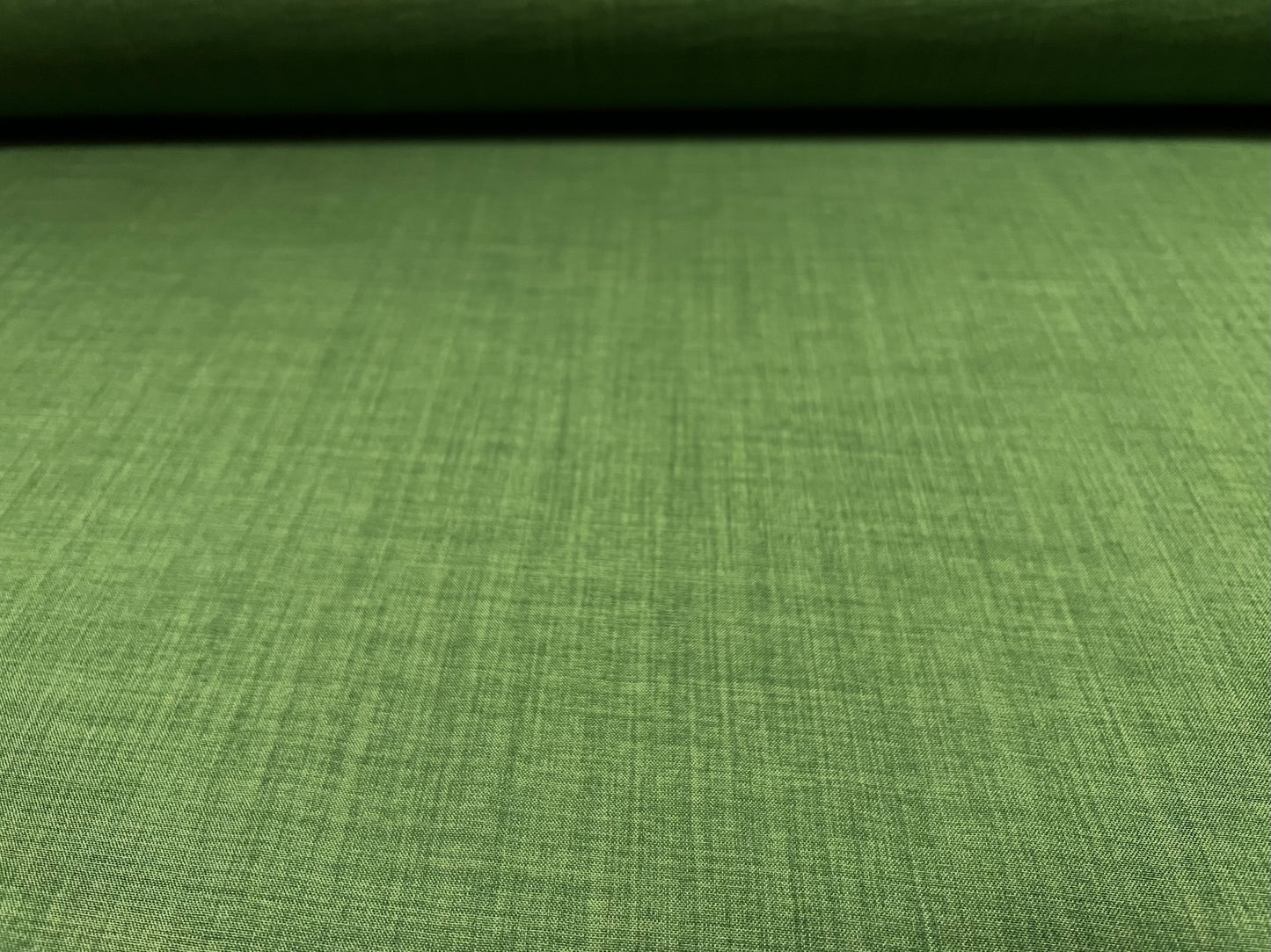 Linen look cationic woven dress trouser skirt fabric, per metre - plain - green