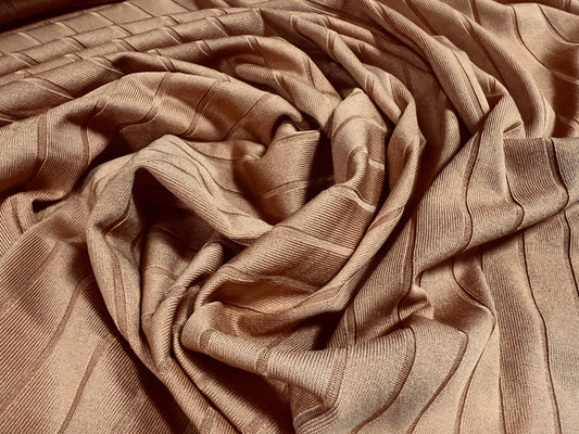 Soft Spandex stretch rib jersey fabric, per metre - plain - toasted nut