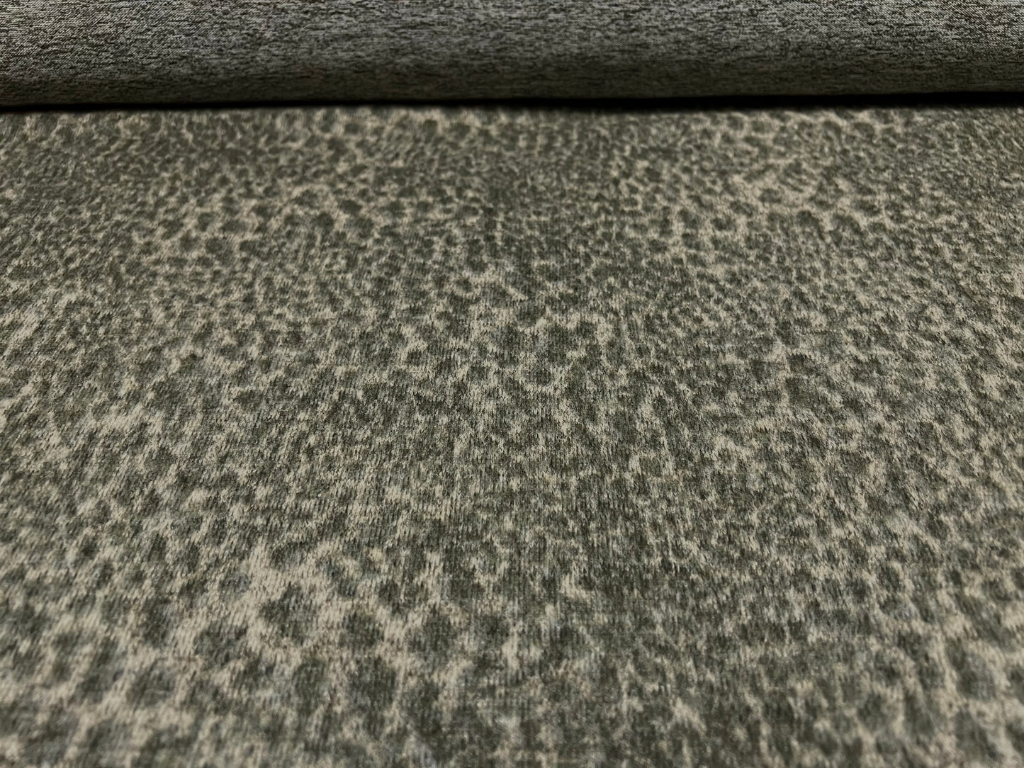 Super soft knitwear jersey fabric, per metre - leopardskin smudge print - sage green