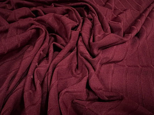 Soft Spandex stretch rib jersey fabric, per metre - plain - bordeaux